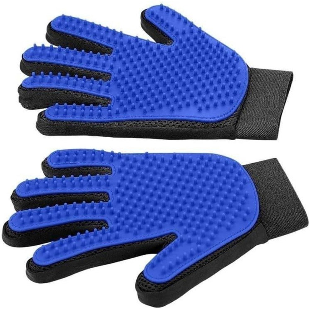 Pet Grooming Glove‎ Deshedding Brush Pair Silicone Massage Mitts for Dogs Cats